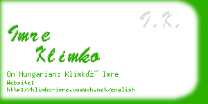 imre klimko business card